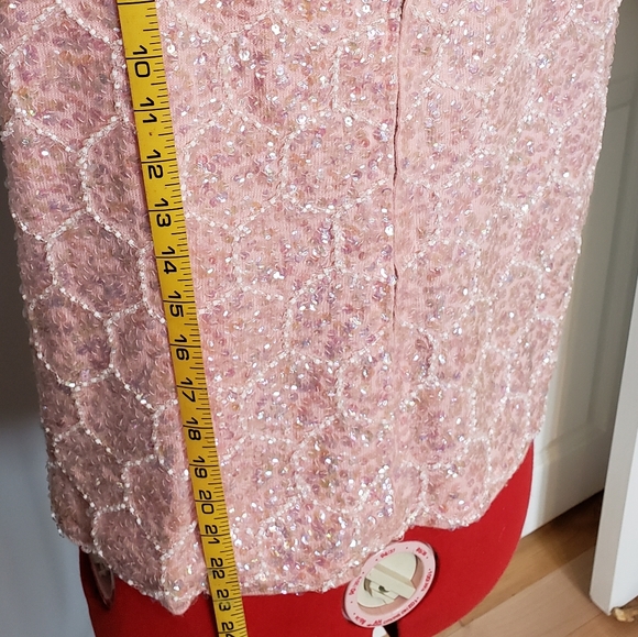 Pink sequin wool blend sleeveless blouse - Picture 5 of 7